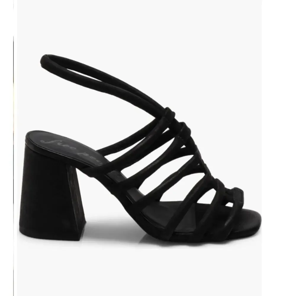 Free People Black Strappy Block Heel Sandals - Picture 14 of 14
